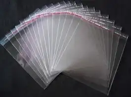 saco plástico transparente com adesivo